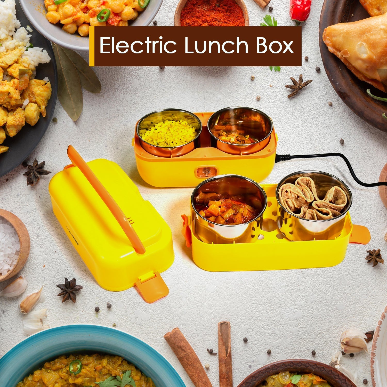 Portable electric lunch box with stainless steel containers Portable electric lunch box with stainless steel containers